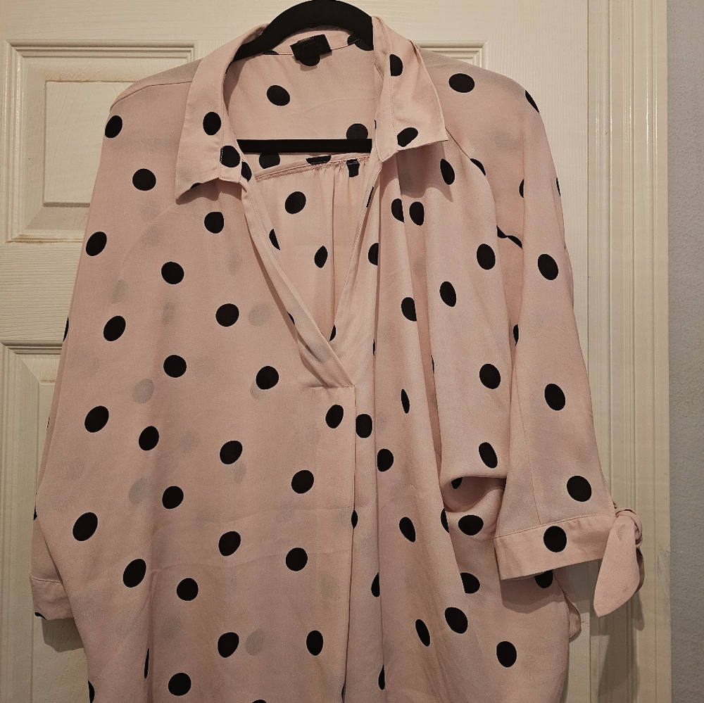 Peach polka dot blouse